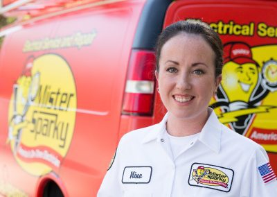 Woman in services truck